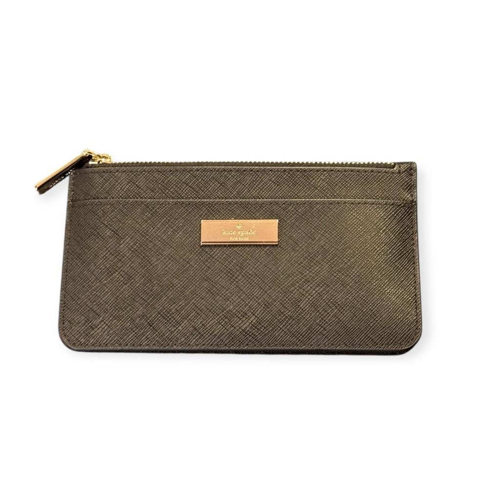 kate spade Metallic Black Zip Card Holder Wallet